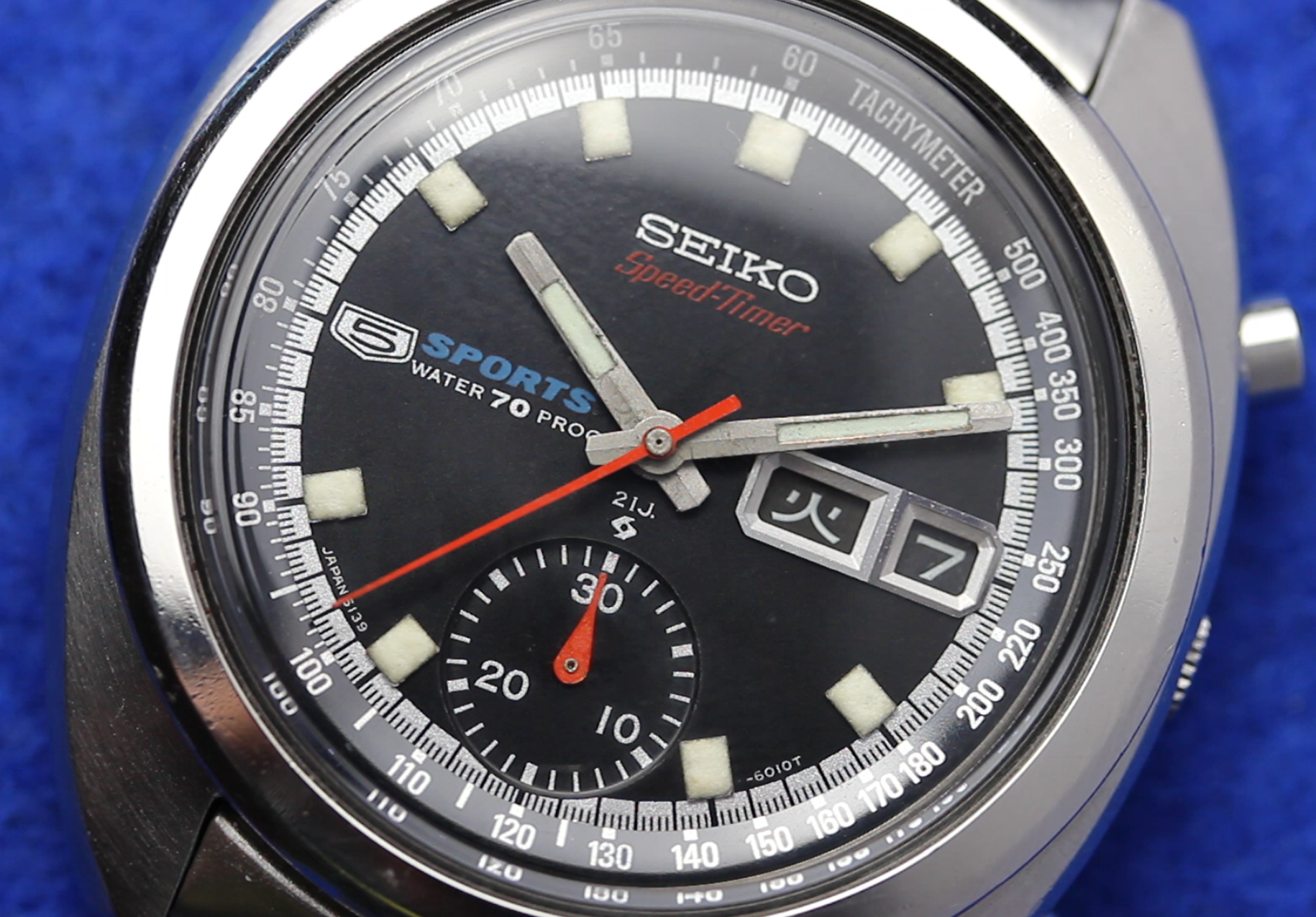 March 1969 Seiko 6139-6010 SpeedTimer JDM Deep Blue Chrono, w/Orig  Bracelet